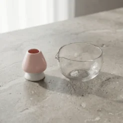Coffret bol à matcha transparent & support à fouet tsuki - idée cadeau