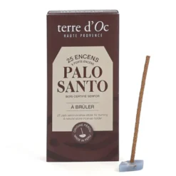 Coffret 25 bâtons d’encens Palo Santo du Pérou et support en pierre terre d'Oc