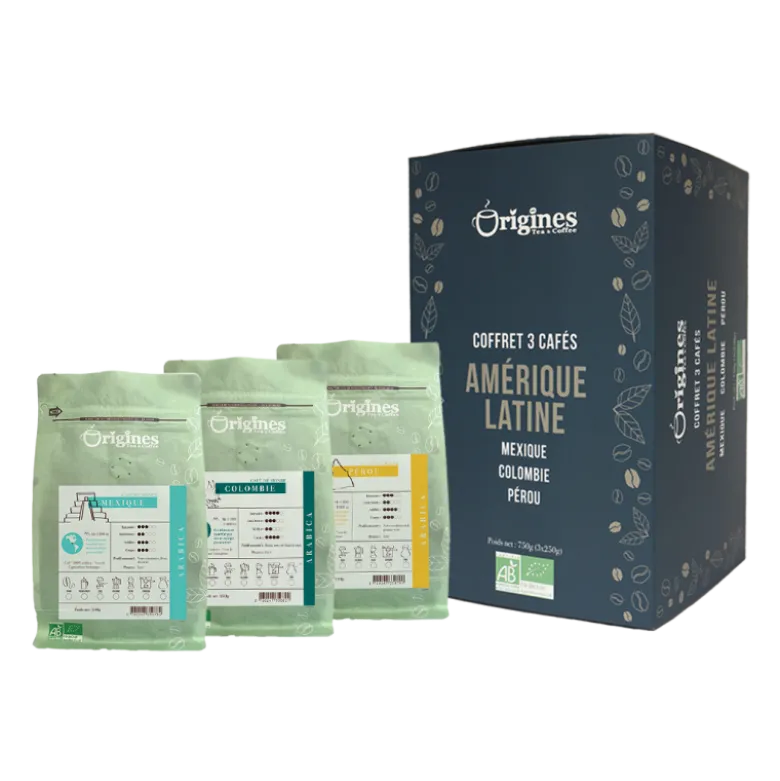 Coffret café en grains bio amérique latine - coffret 750g (3x250g)