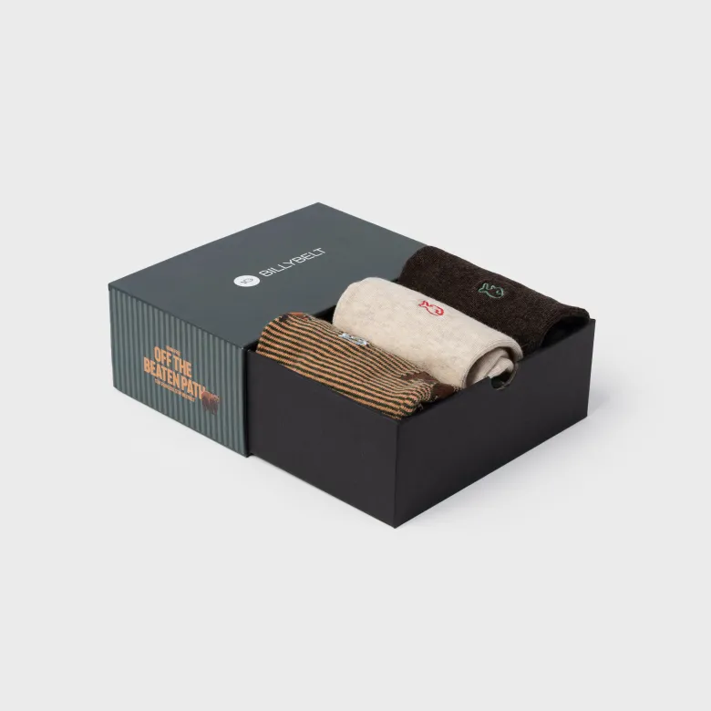 Coffret 3 chaussettes homme kaki