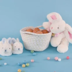 Coffret chaussons hochet mon tout petit lapin rose (0-6 mois)