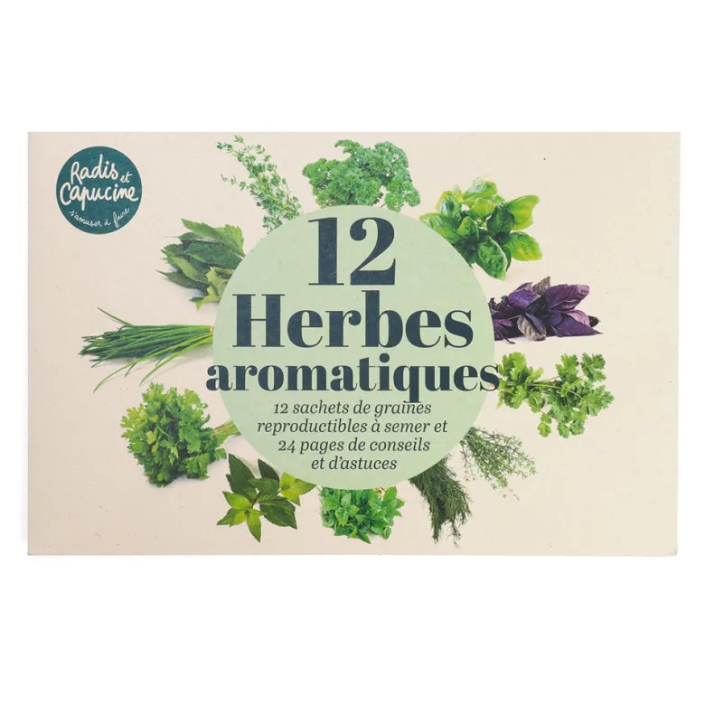 Coffret 12 herbes aromatiques à cultiver Radis et Capucine