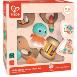 Coffret 5 jouets d'éveil sensoriel en bois Hape