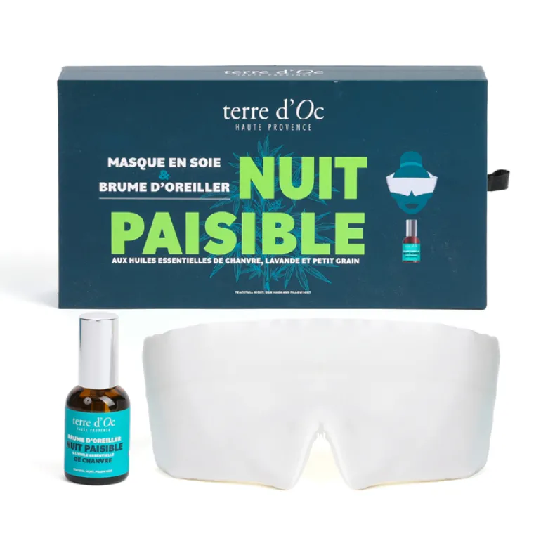 Coffret masque de nuit en soie de mûrier et brume d'oreiller 35ml