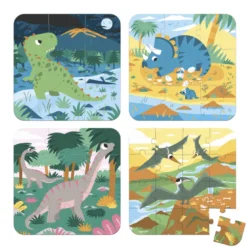 Coffret 4 puzzles évolutifs dinosaures à difficulté croissante dès 2 ans