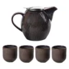 Coffret théière mao noire 0,9l et 4 gobe Noir