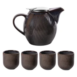 Coffret théière mao noire 0,9l et 4 gobe Noir
