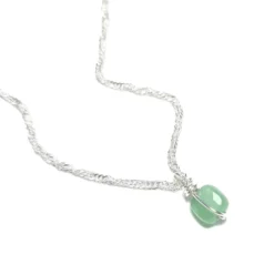 Collier argent 925 et aventurine verte