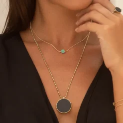 Collier court aventurine - berlingot