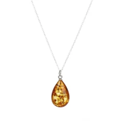 Collier goutte d'ambre argent