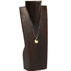 Collier médaille arbre de vie en acier inoxydable doré et perle de verre