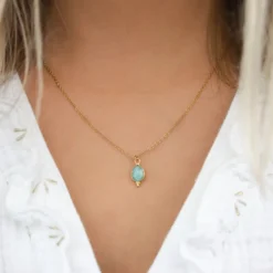 Collier mini pendentif pierre amazonite