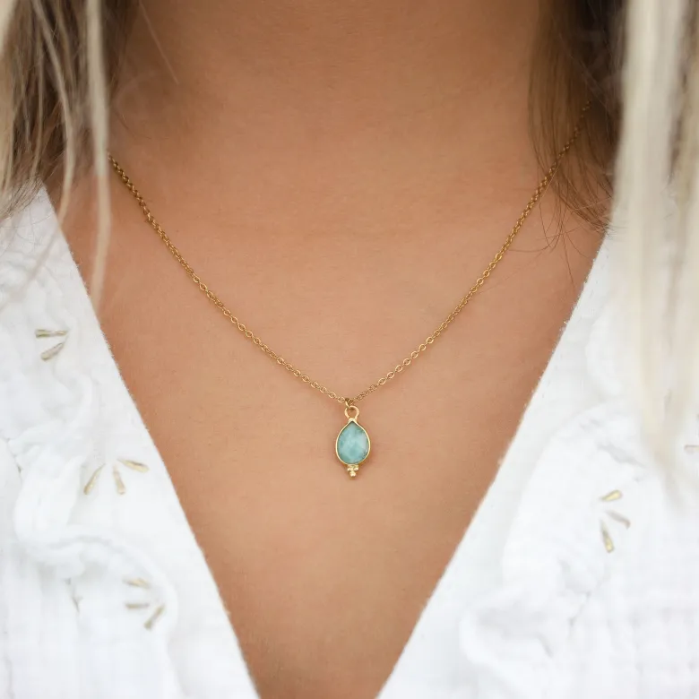 Collier mini pendentif pierre amazonite