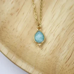 Collier mini pendentif pierre amazonite
