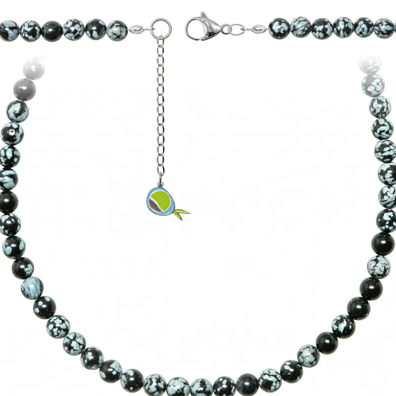Collier obsidienne neige