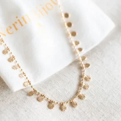 Collier or pampilles petits medaillons
