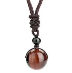 Collier protection en œil de tigre rouge