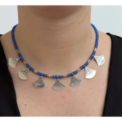 Collier shat shat touareg en argent et perles – bijou traditionnel