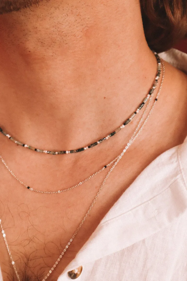 Collier - yézidis vert - argent