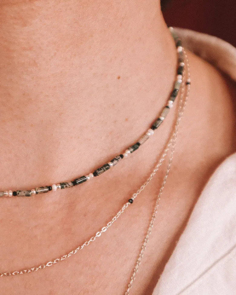 Collier - yézidis vert - argent
