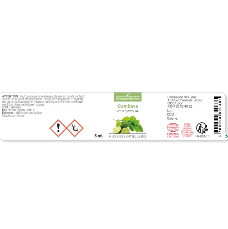 Combava (citrus hystrix) - huile essentielle bio - 10ml garantie chromacert® - c