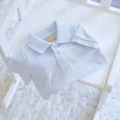 Combishort bébé en maille piquée bleu 3