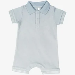 Combishort bébé en maille piquée bleu 3