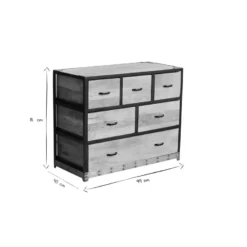 Commode en bois manguier massif et métal noir 6 tiroirs l99 cm industria