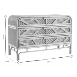 Commode en rotin 3 tiroirs l120 cm galon