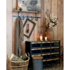 Commode industrielle en bois marron et fer noir 107 x 34 x 86.5 cm