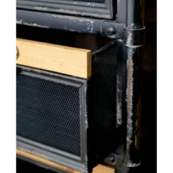 Commode industrielle en bois marron et fer noir 107 x 34 x 86.5 cm