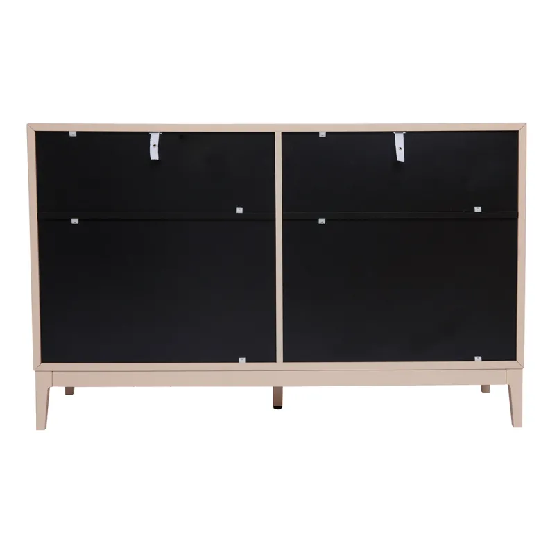 Commode rose poudré et métal doré 6 tiroirs l120 cm giana
