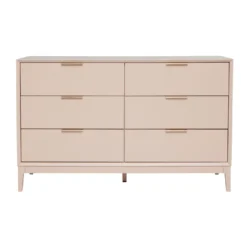 Commode rose poudré et métal doré 6 tiroirs l120 cm giana