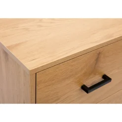 Commode 3 tiroirs finition bois clair chêne et métal noir l100 cm lovato