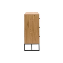 Commode 3 tiroirs finition bois clair chêne et métal noir l100 cm lovato