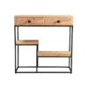 Console avec rangements 2 tiroirs en bois massif et métal noir l80 cm grenelle