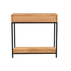 Console avec rangements 2 tiroirs en bois massif et métal noir l80 cm axelle