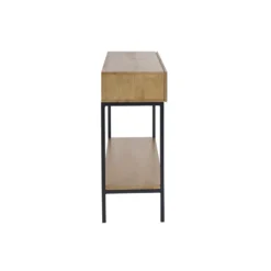 Console avec 2 tiroirs en bois manguier massif et métal noir l110 cm ypster
