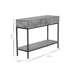 Console avec 2 tiroirs en bois manguier massif et métal noir l110 cm ypster