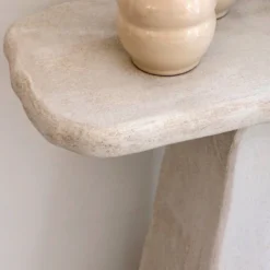 Console bois effet béton blanc