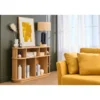Console en bois clair chêne avec portes coulissantes l120 cm epic