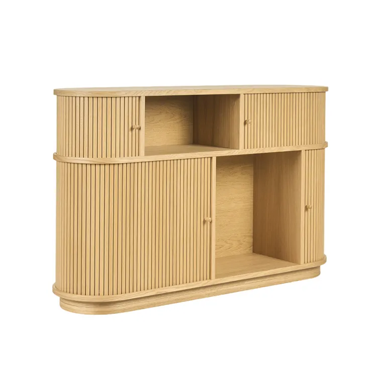 Console en bois clair chêne avec portes coulissantes l120 cm epic
