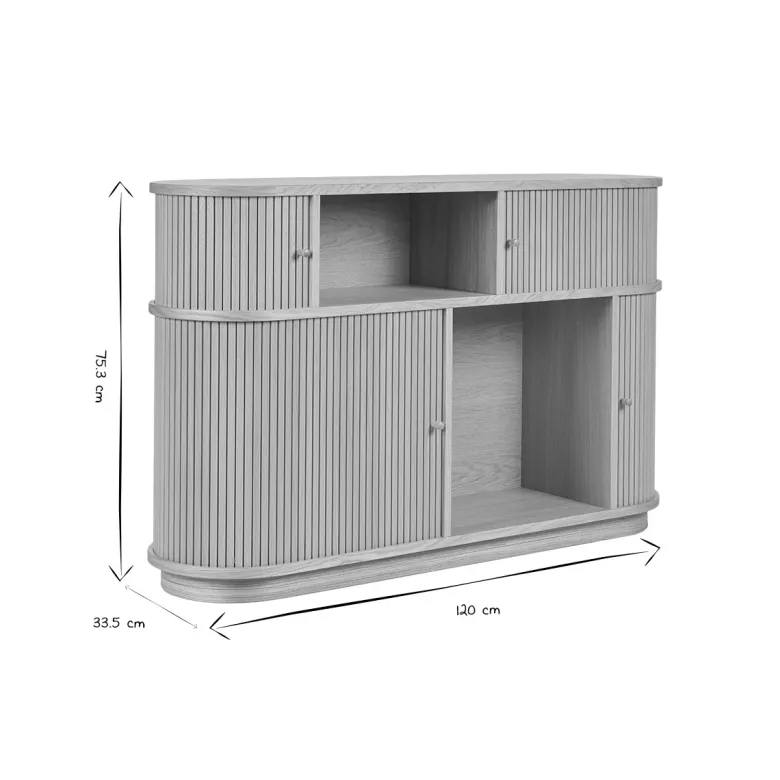 Console en bois clair chêne avec portes coulissantes l120 cm epic