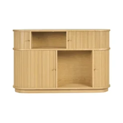 Console en bois clair chêne avec portes coulissantes l120 cm epic