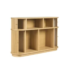 Console en bois clair chêne avec portes coulissantes l120 cm epic