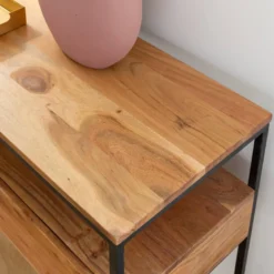Console en bois d'acacia et métal