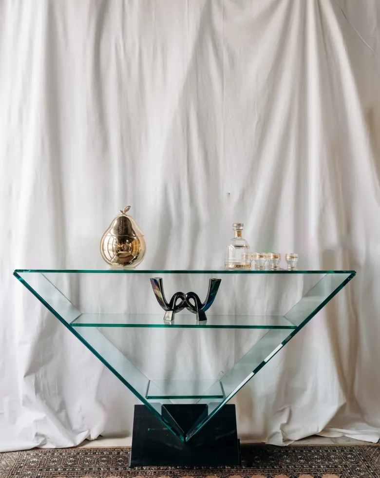 Console en verre et marbre n°601