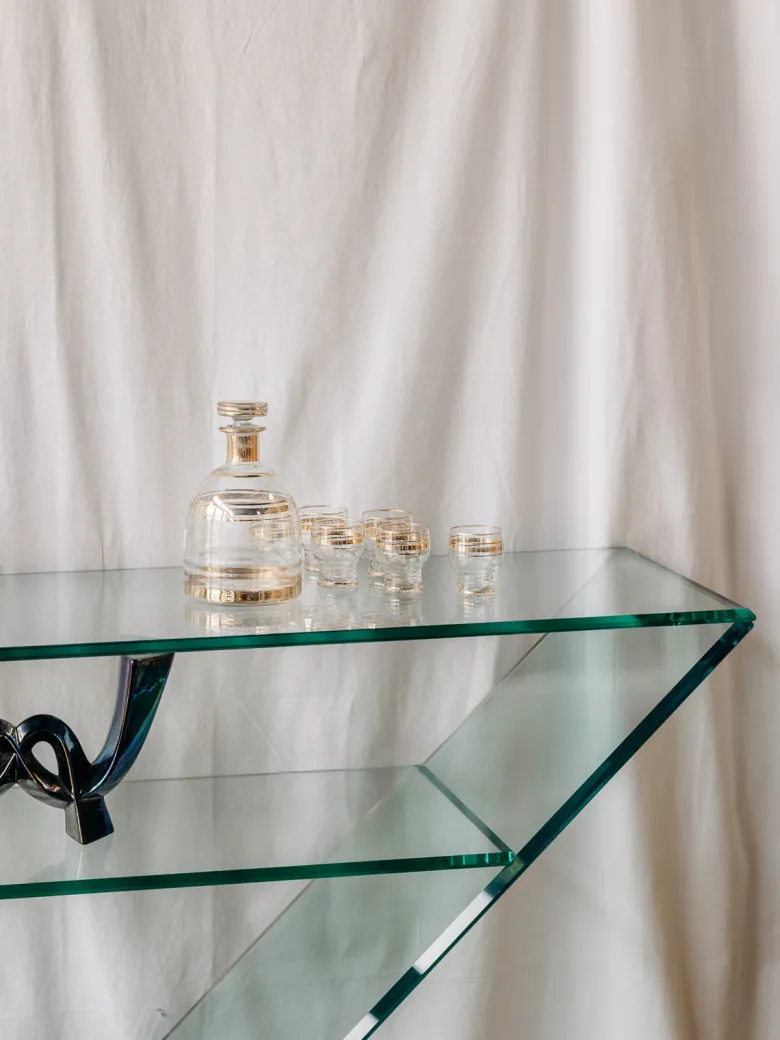 Console en verre et marbre n°601