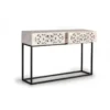 Console 2 tiroirs bois blanc - poméline