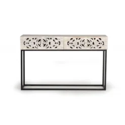 Console 2 tiroirs bois blanc - poméline